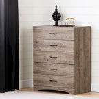 Comodino moderno a 5 cassetti con finitura laminata