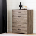 Comodino moderno a 5 cassetti con finitura laminata