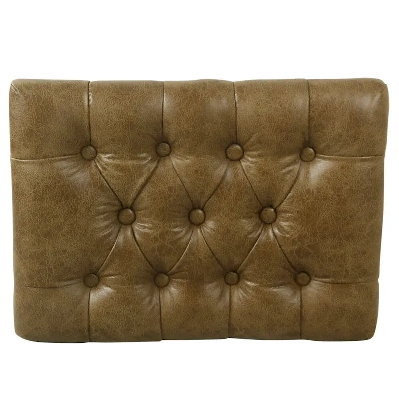 Pouf decorativo piccolo in similpelle marrone anticata