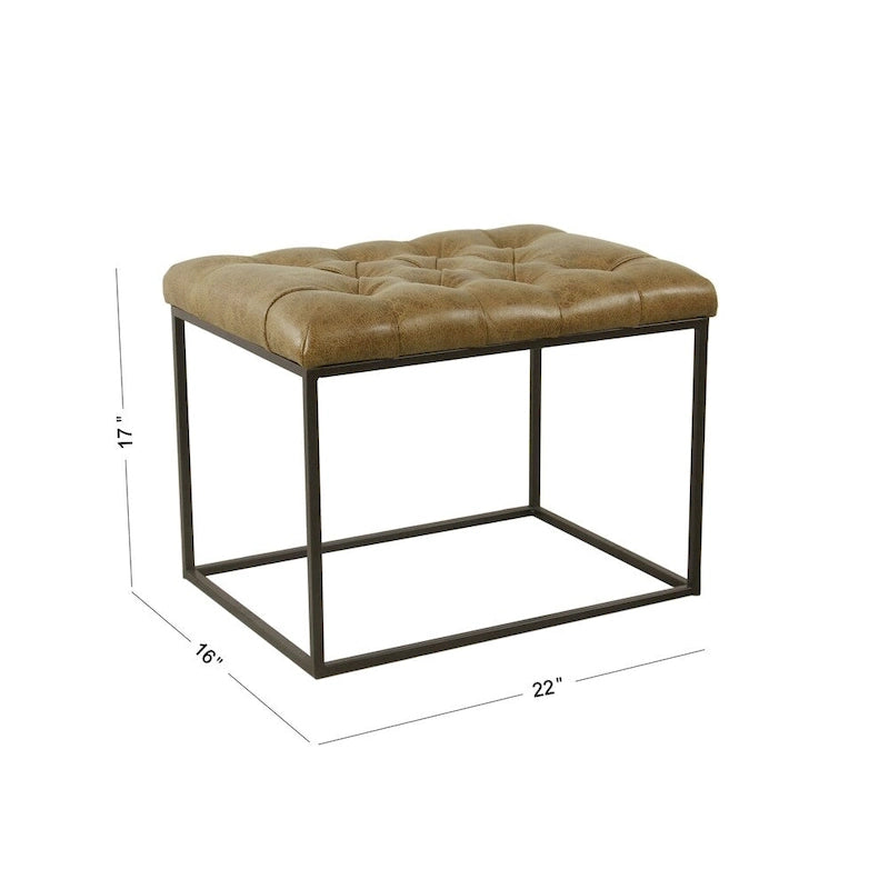 Pouf decorativo piccolo in similpelle marrone anticata