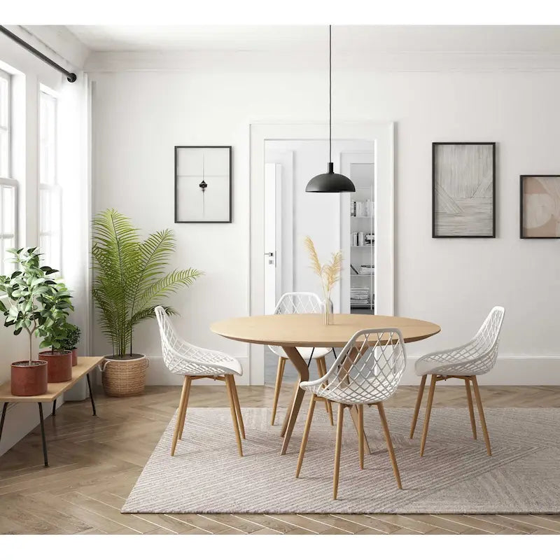 Sedia da pranzo Mid-Century Modern con gambe in acciaio, per uso interno ed esterno, set da 2