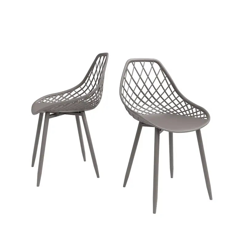 Sedia da pranzo Mid-Century Modern con gambe in acciaio, per uso interno ed esterno, set da 2