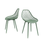 Sedia da pranzo Mid-Century Modern con gambe in acciaio, per uso interno ed esterno, set da 2