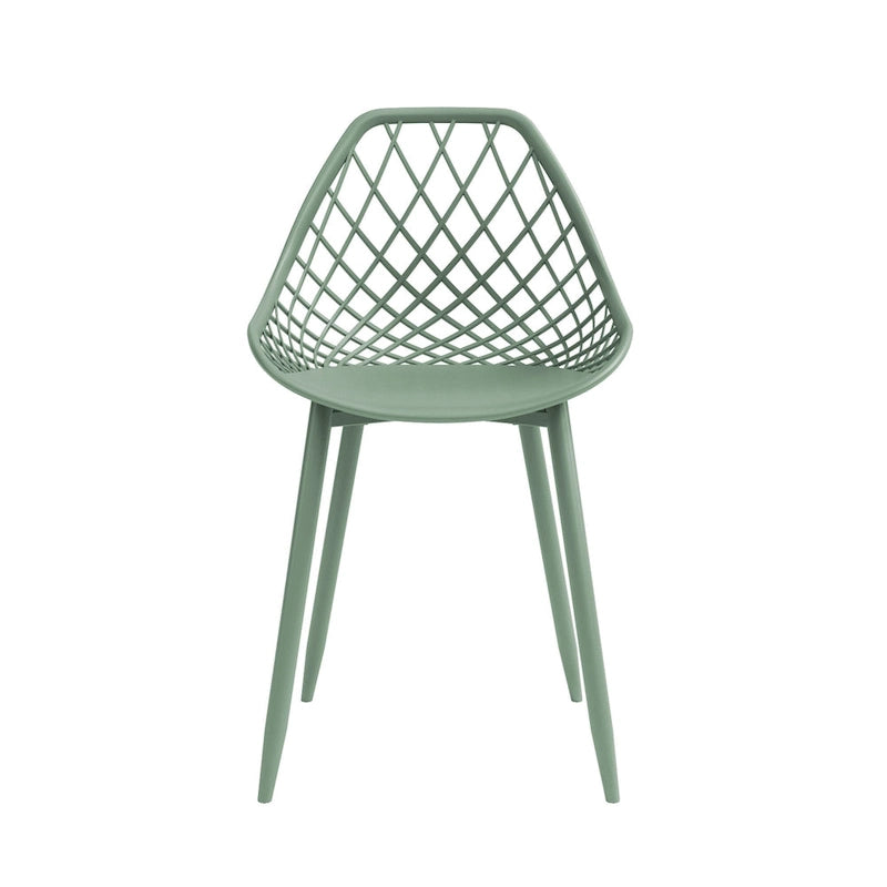 Sedia da pranzo Mid-Century Modern con gambe in acciaio, per uso interno ed esterno, set da 2
