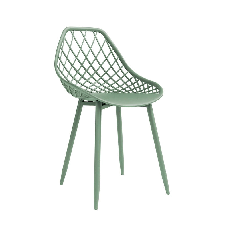 Sedia da pranzo Mid-Century Modern con gambe in acciaio, per uso interno ed esterno, set da 2