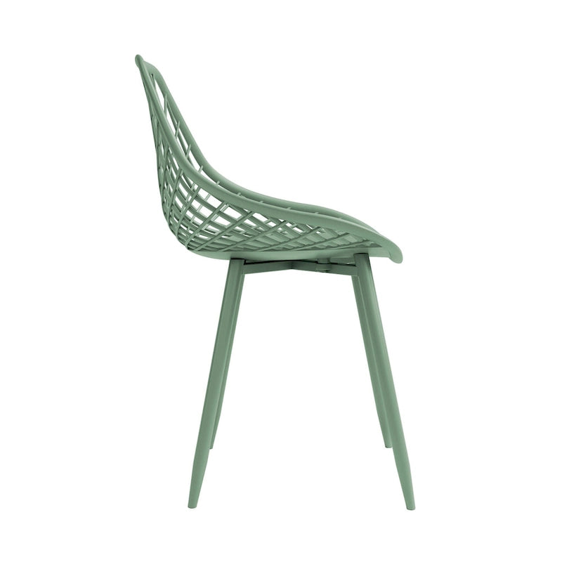 Sedia da pranzo Mid-Century Modern con gambe in acciaio, per uso interno ed esterno, set da 2