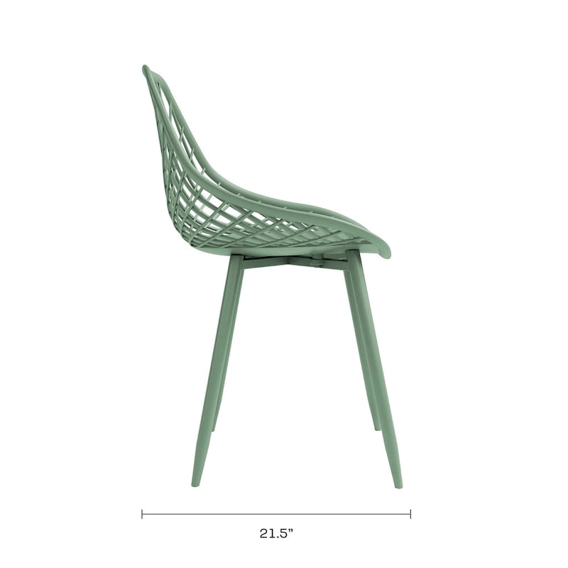 Sedia da pranzo Mid-Century Modern con gambe in acciaio, per uso interno ed esterno, set da 2