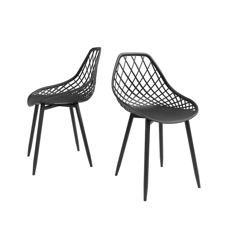 Sedia da pranzo Mid-Century Modern con gambe in acciaio, per uso interno ed esterno, set da 2