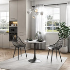 Sedia da pranzo Mid-Century Modern con gambe in acciaio, per uso interno ed esterno, set da 2