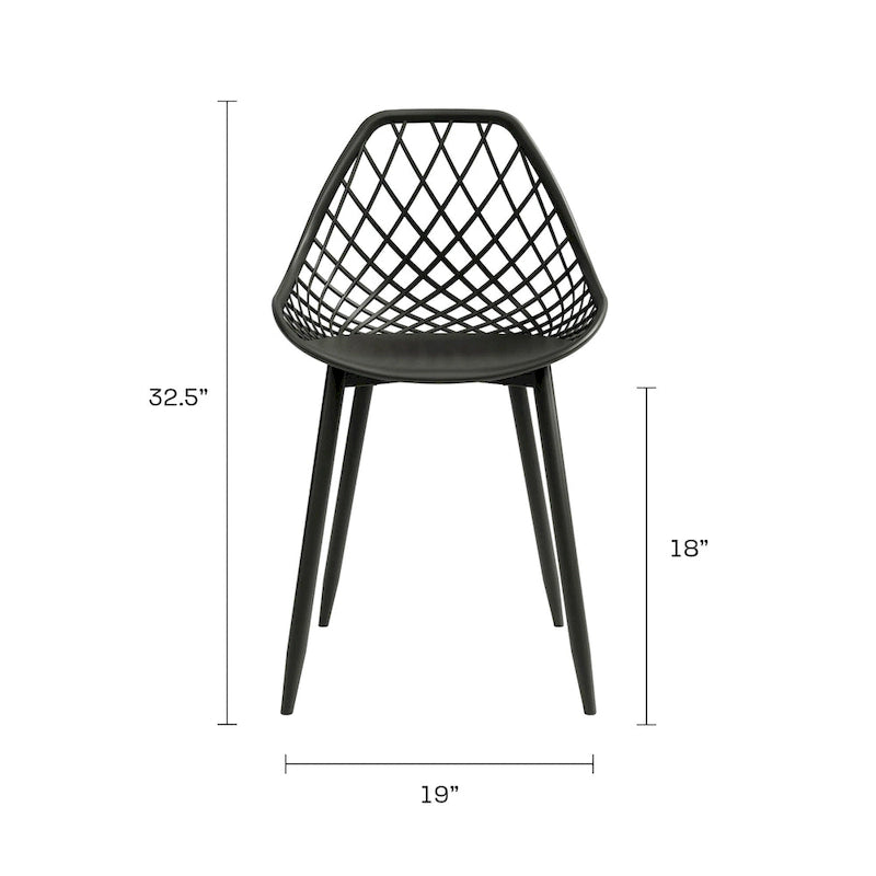 Sedia da pranzo Mid-Century Modern con gambe in acciaio, per uso interno ed esterno, set da 2