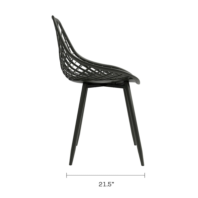 Sedia da pranzo Mid-Century Modern con gambe in acciaio, per uso interno ed esterno, set da 2