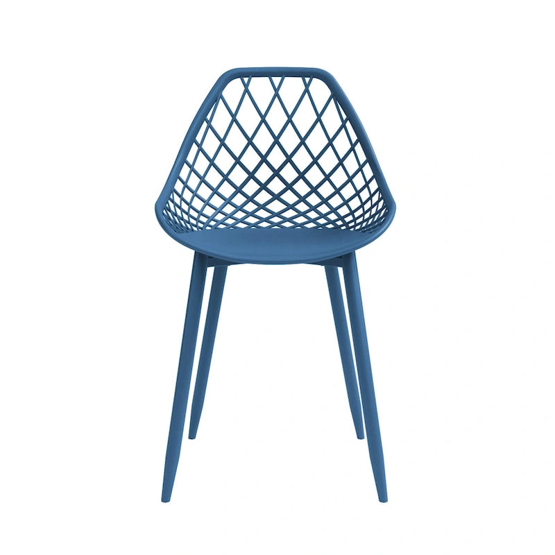 Sedia da pranzo Mid-Century Modern con gambe in acciaio, per uso interno ed esterno, set da 2