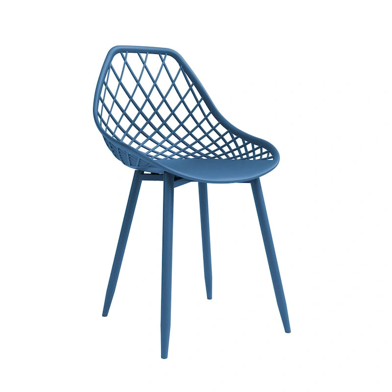 Sedia da pranzo Mid-Century Modern con gambe in acciaio, per uso interno ed esterno, set da 2
