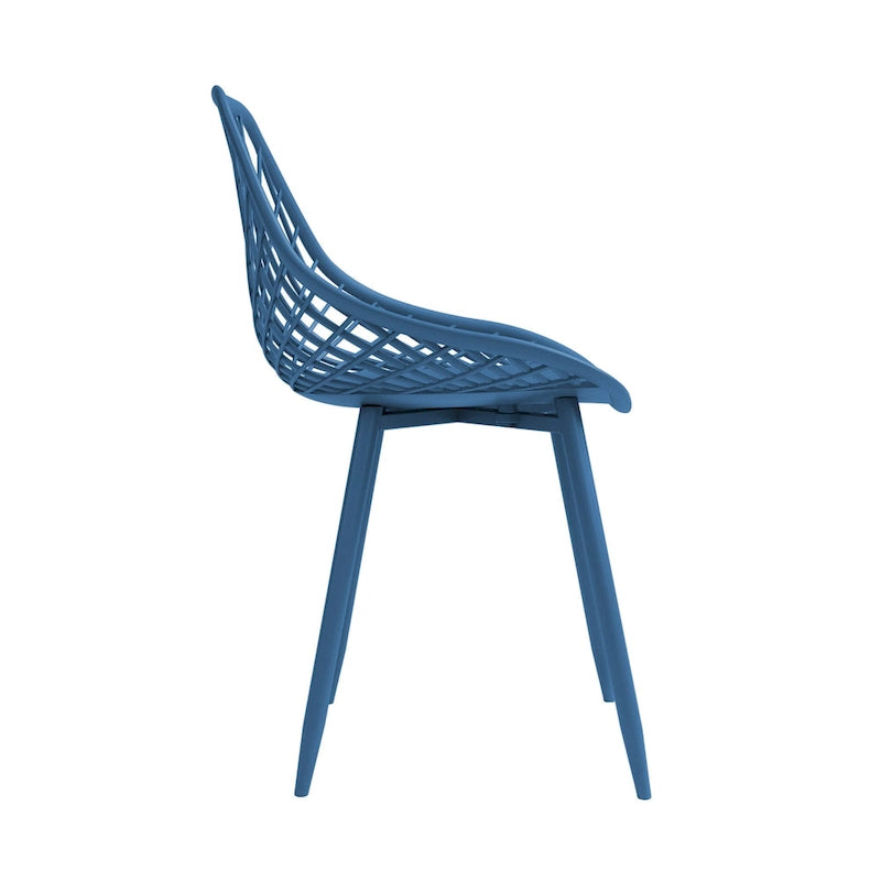 Sedia da pranzo Mid-Century Modern con gambe in acciaio, per uso interno ed esterno, set da 2