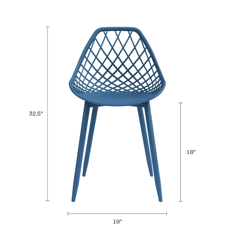 Sedia da pranzo Mid-Century Modern con gambe in acciaio, per uso interno ed esterno, set da 2