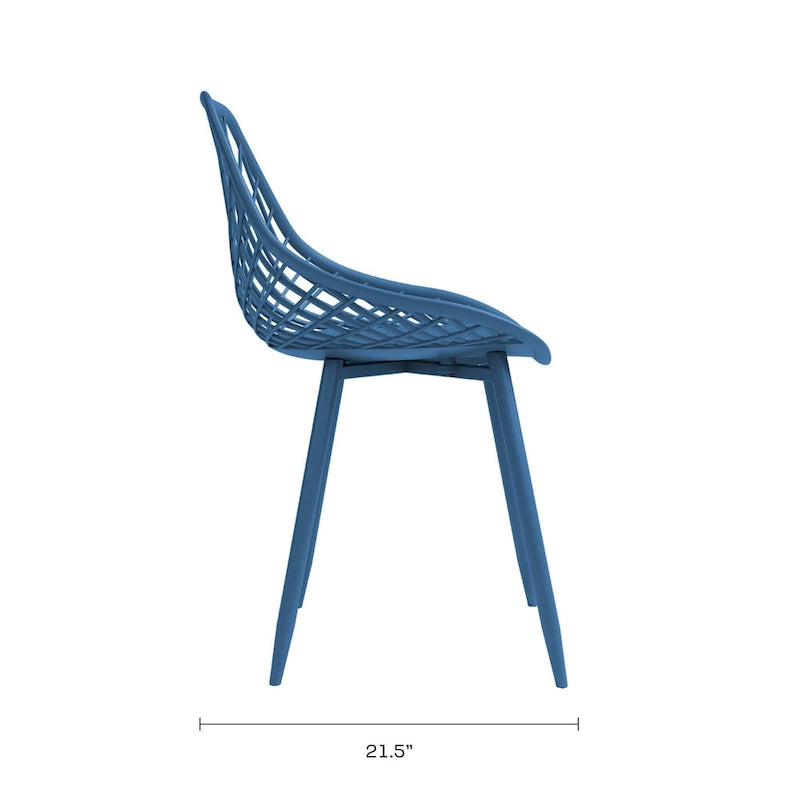 Sedia da pranzo Mid-Century Modern con gambe in acciaio, per uso interno ed esterno, set da 2