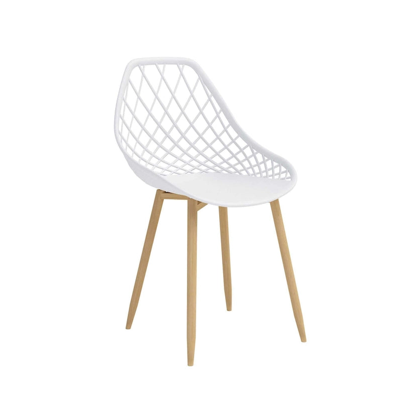 Sedia da pranzo Mid-Century Modern con gambe in acciaio, per uso interno ed esterno, set da 2