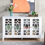 Credenza a buffet da 54 pollici con 4 ante in vetro intelaiate e ripiani regolabili