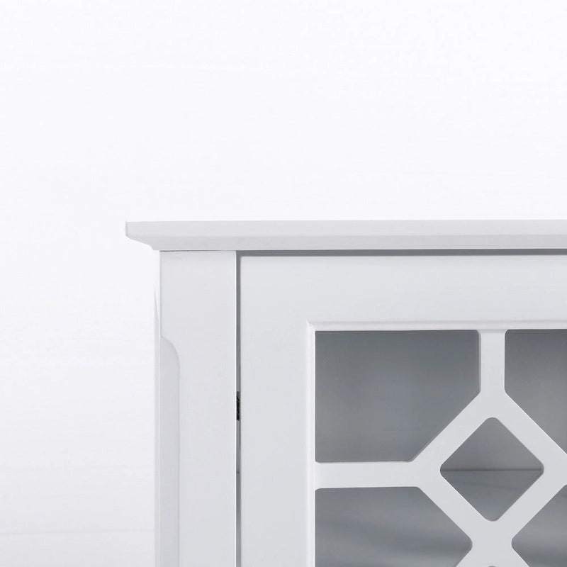 Credenza a buffet da 54 pollici con 4 ante in vetro intelaiate e ripiani regolabili