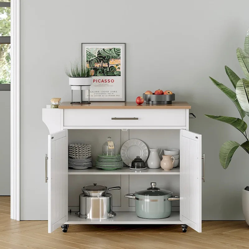 Isola da Cucina Mobile con Armadietto Contenitore