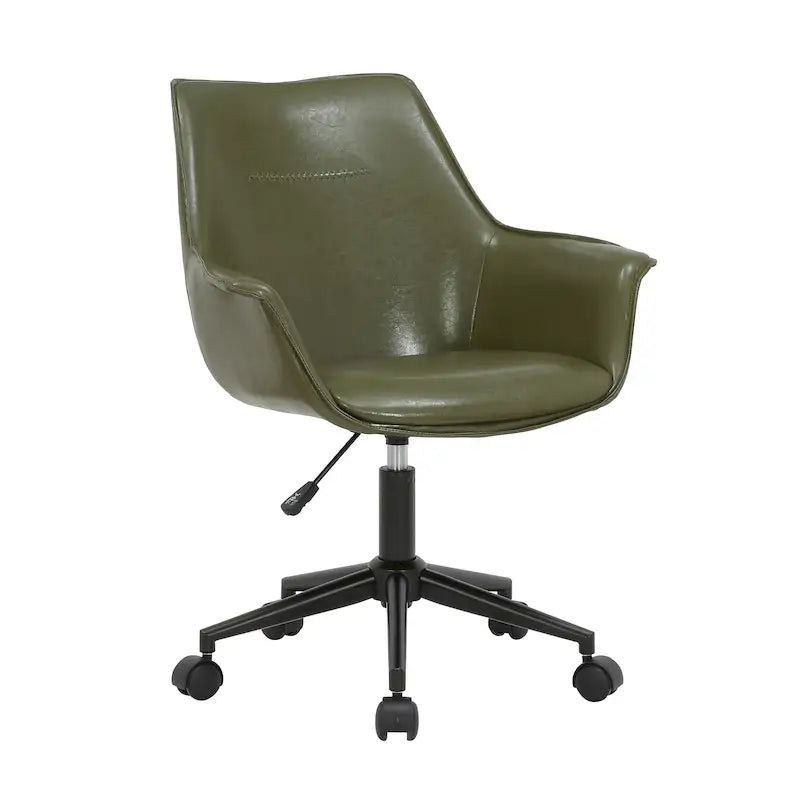 Sedia da ufficio in pelle PU con base a rotelle in metallo e regolazione dell'altezza