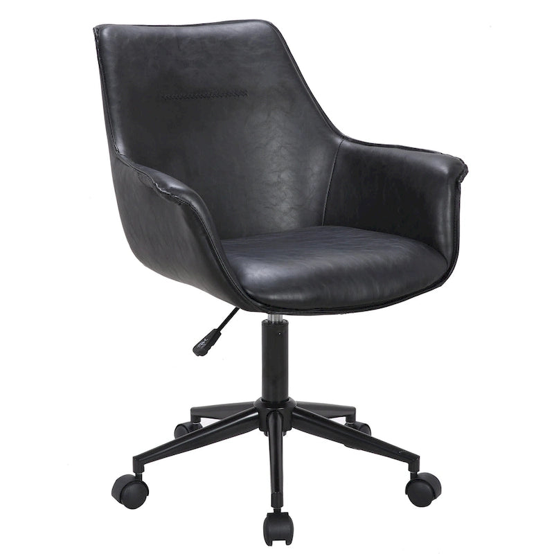 Sedia da ufficio in pelle PU con base a rotelle in metallo e regolazione dell'altezza