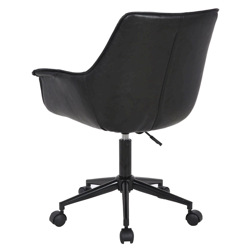 Sedia da ufficio in pelle PU con base a rotelle in metallo e regolazione dell'altezza
