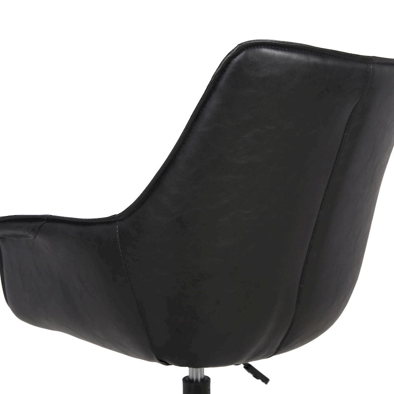 Sedia da ufficio in pelle PU con base a rotelle in metallo e regolazione dell'altezza