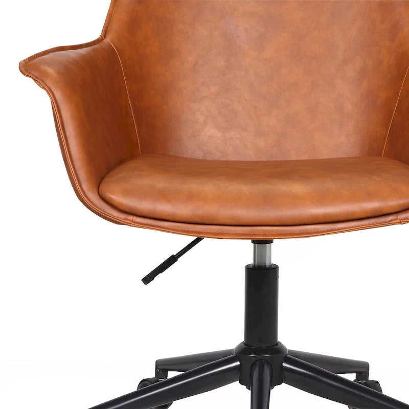 Sedia da ufficio in pelle PU con base a rotelle in metallo e regolazione dell'altezza