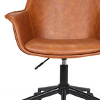 Sedia da ufficio in pelle PU con base a rotelle in metallo e regolazione dell'altezza