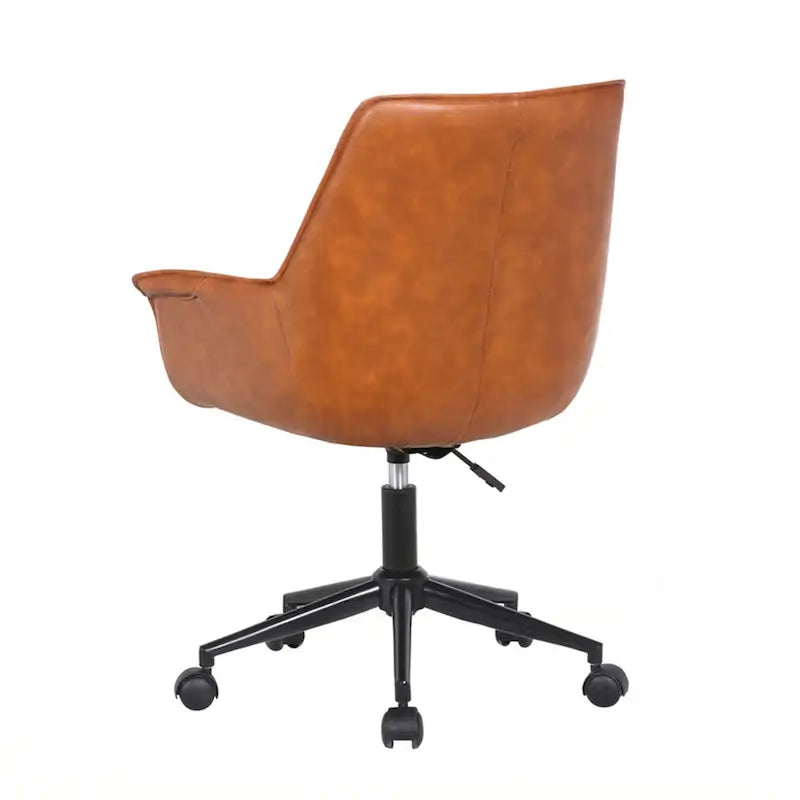 Sedia da ufficio in pelle PU con base a rotelle in metallo e regolazione dell'altezza