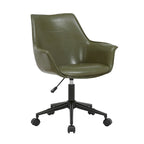 Sedia da ufficio in pelle PU con base a rotelle in metallo e regolazione dell'altezza
