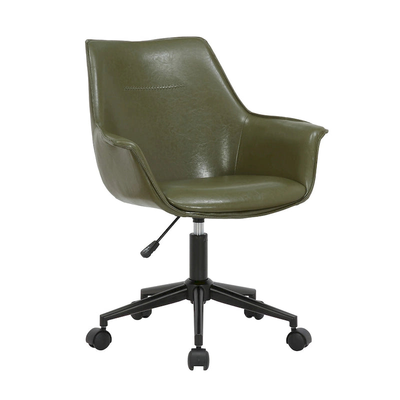Sedia da ufficio in pelle PU con base a rotelle in metallo e regolazione dell'altezza