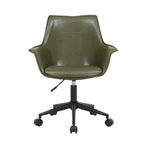 Sedia da ufficio in pelle PU con base a rotelle in metallo e regolazione dell'altezza