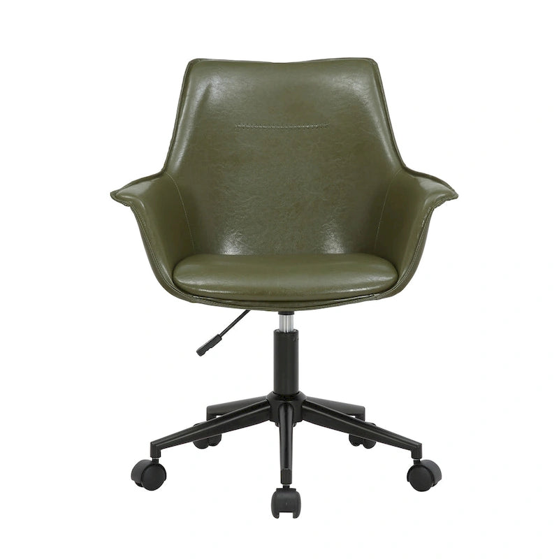 Sedia da ufficio in pelle PU con base a rotelle in metallo e regolazione dell'altezza