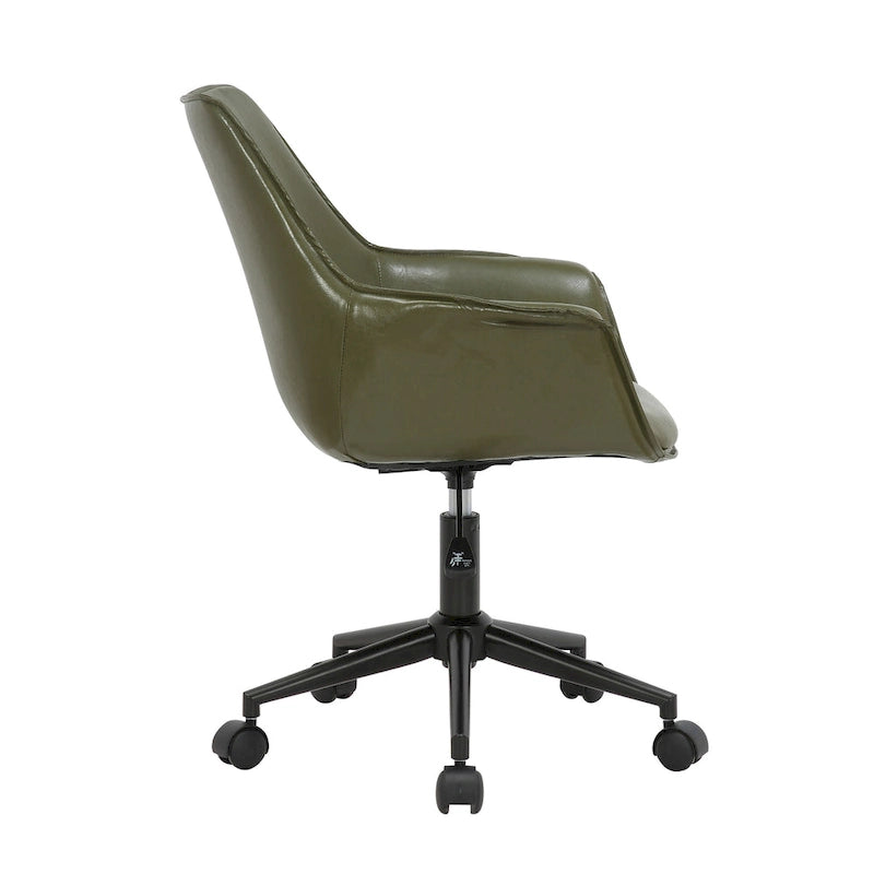 Sedia da ufficio in pelle PU con base a rotelle in metallo e regolazione dell'altezza