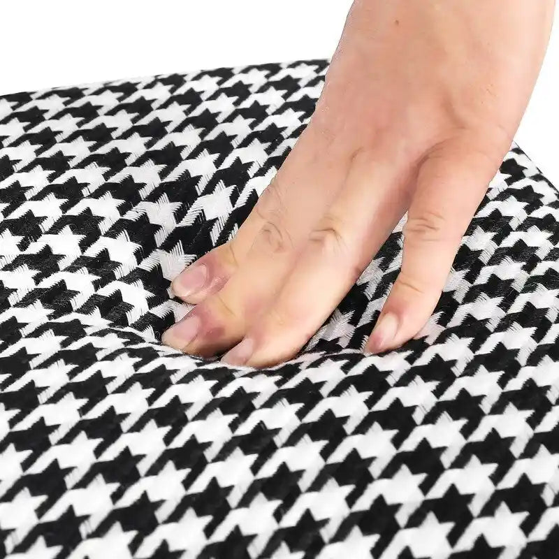 Sgabello Poggiapiedi Ottomano Quadrato in Tessuto Piccolo con Gambe in Legno Massiccio