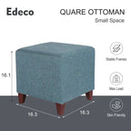 Sgabello Poggiapiedi Ottomano Quadrato in Tessuto Piccolo con Gambe in Legno Massiccio