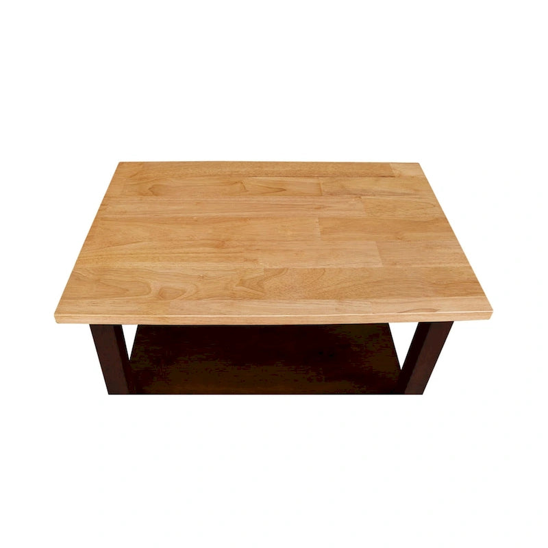 Carrello da Cucina Microonde in Legno Massello di Parawood con 3 Ripiani e Rotelle Bloccabili