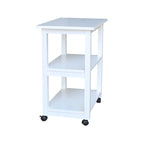 Carrello da Cucina Microonde in Legno Massello di Parawood con 3 Ripiani e Rotelle Bloccabili