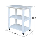 Carrello da Cucina Microonde in Legno Massello di Parawood con 3 Ripiani e Rotelle Bloccabili