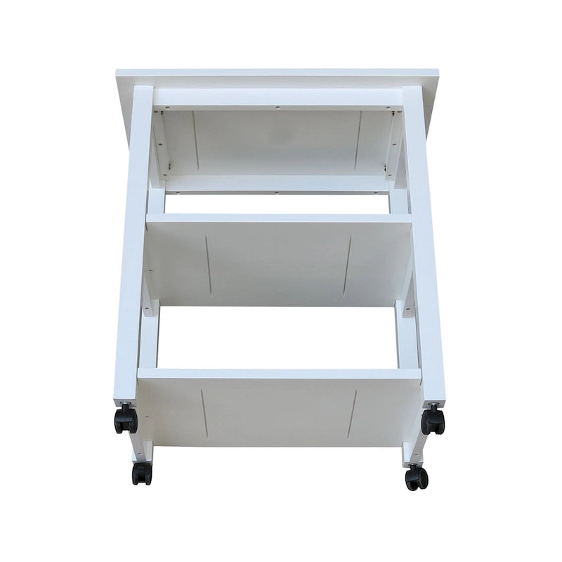 Carrello da Cucina Microonde in Legno Massello di Parawood con 3 Ripiani e Rotelle Bloccabili