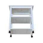 Carrello da Cucina Microonde in Legno Massello di Parawood con 3 Ripiani e Rotelle Bloccabili