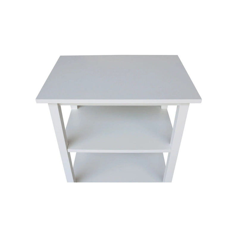 Carrello da Cucina Microonde in Legno Massello di Parawood con 3 Ripiani e Rotelle Bloccabili