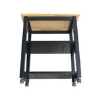 Carrello da Cucina Microonde in Legno Massello di Parawood con 3 Ripiani e Rotelle Bloccabili