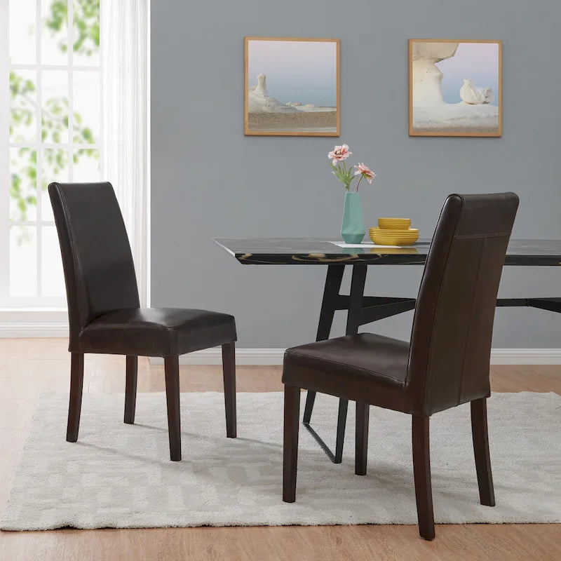Sedia da pranzo in pelle Hartford, set da 2