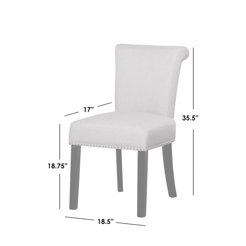 Sedie da pranzo Parsons con borchie e tessuto effetto lino, set da 2