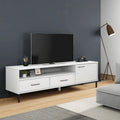 Mobile TV con gambe in metallo e legno massiccio di pino - 158 x 40 x 46.5 cm