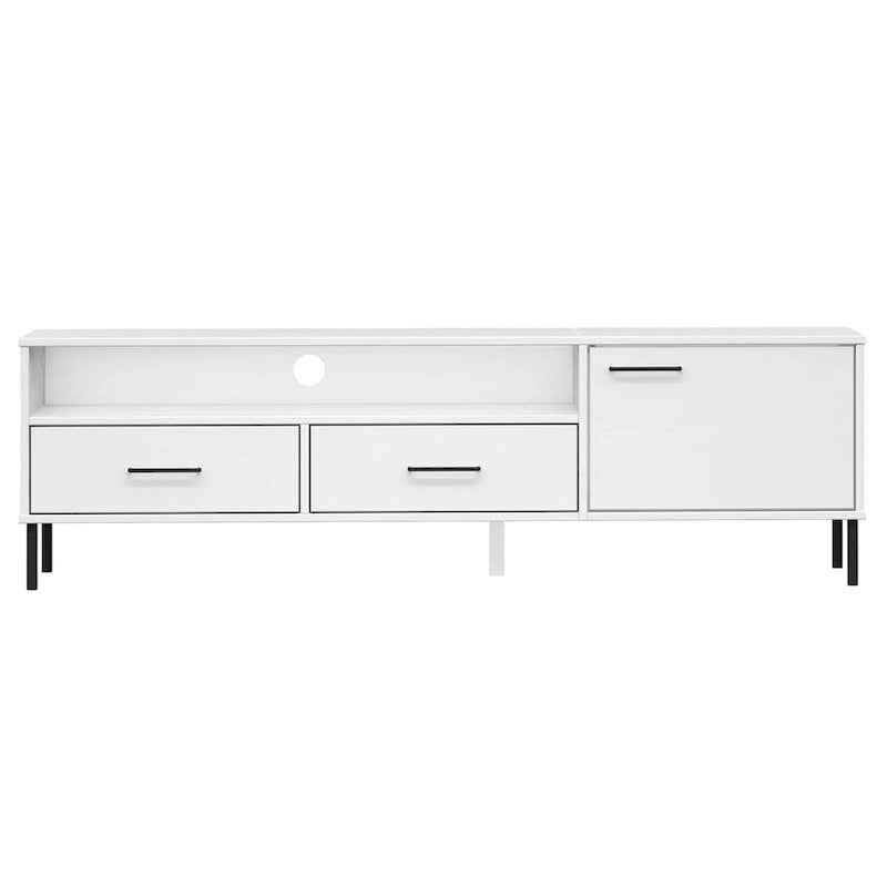 Mobile TV con gambe in metallo e legno massiccio di pino - 158 x 40 x 46.5 cm