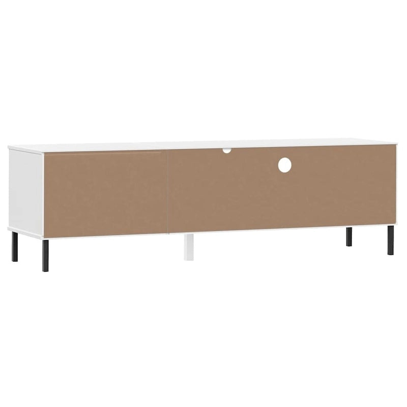 Mobile TV con gambe in metallo e legno massiccio di pino - 158 x 40 x 46.5 cm